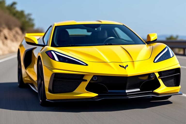 Eine gelbe Corvette C8 Stingray.